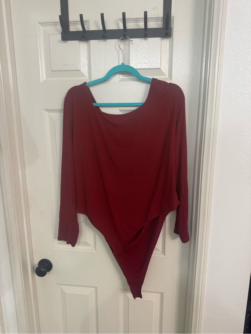 Women’s Draped Long-Sleeve Bodysuit - Burgundy